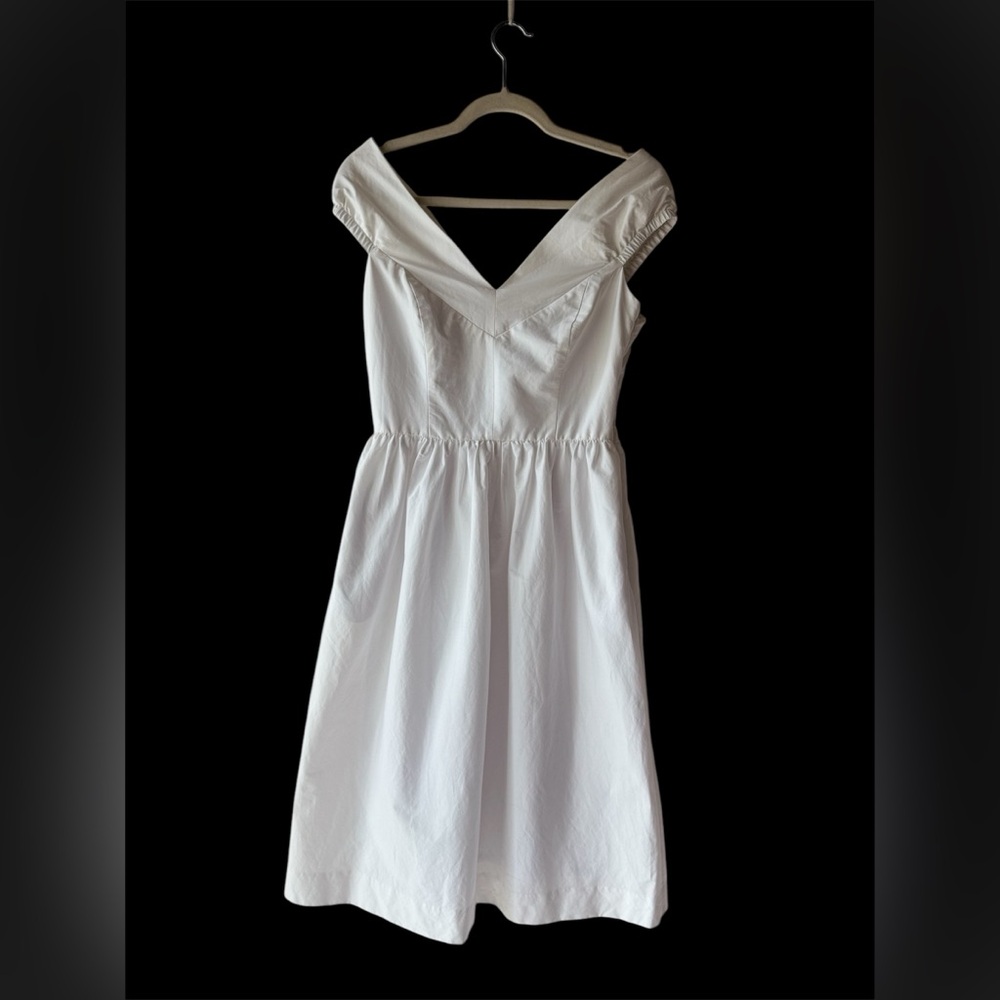 Milly sweetheart neckline cotton white midi dress.